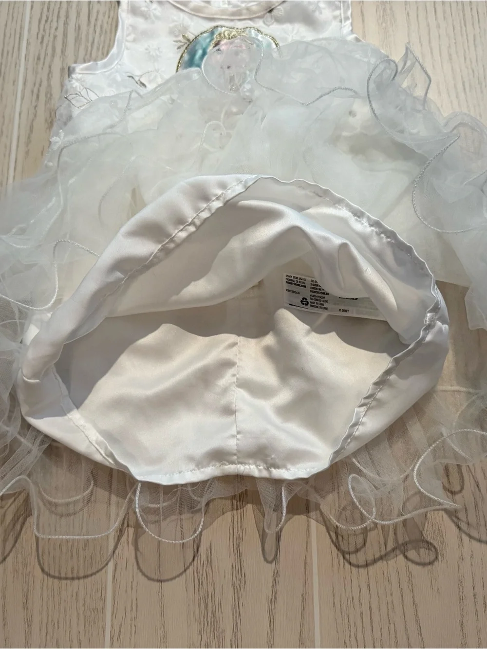 Disney Store Frozen Elsa Dress Girls 2 White Tulle‎ Princess Costume EUC